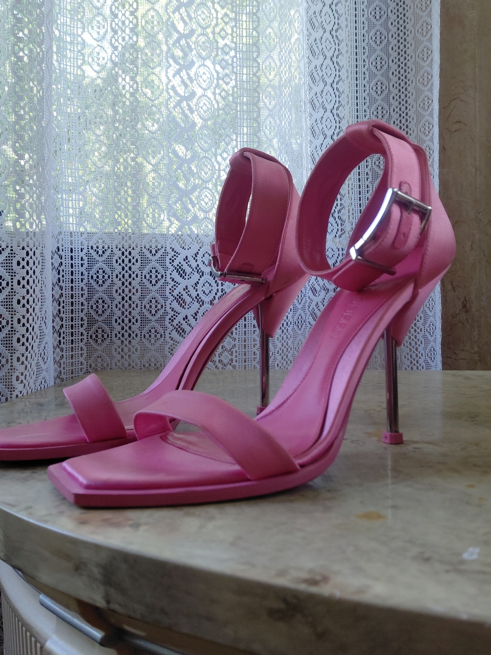 Alexander McQueen Pink Stiletto Ankle-Strap Sandals